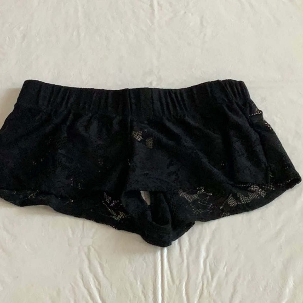 Lisa Blue Lace Shorty Short Swimsuit coverup - Black (#51)